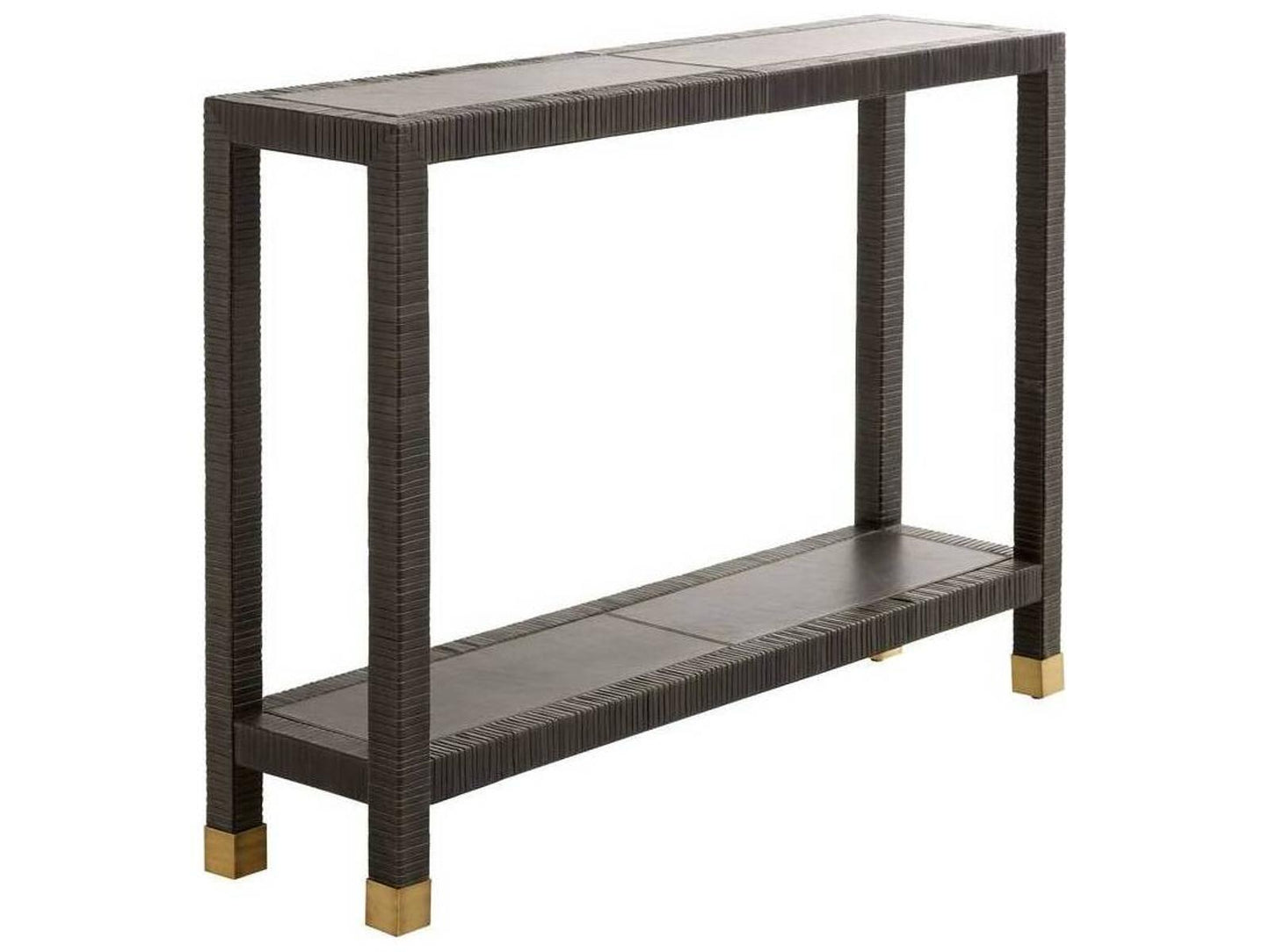 Oswald Graphite Leather Rectangle Console Table