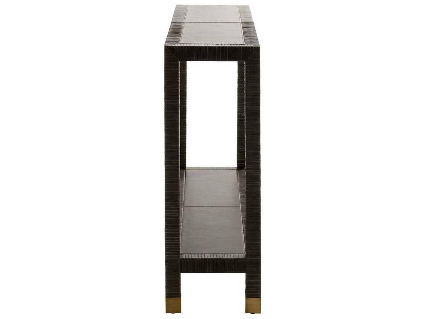 Oswald Graphite Leather Rectangle Console Table