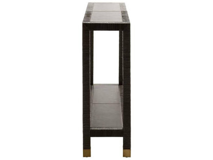 Oswald Graphite Leather Rectangle Console Table