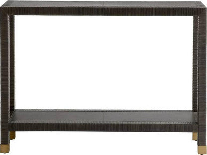 Oswald Graphite Leather Rectangle Console Table