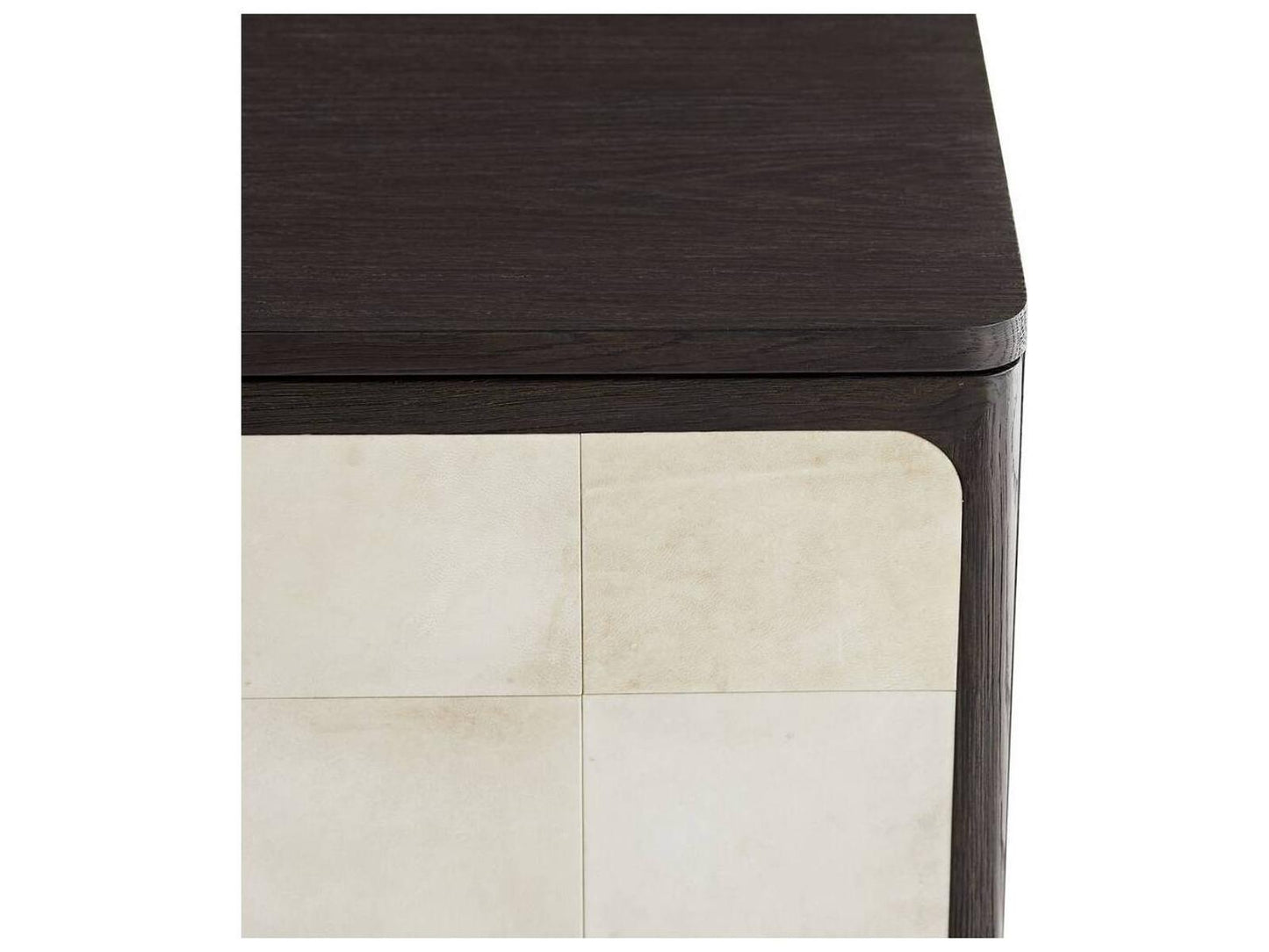 Edison Ivory Vellum Credenza with Antique Brass Accents