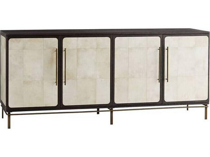 Edison Ivory Vellum Credenza with Antique Brass Accents