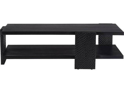 Arteriors Aiden Handcarved Soft Black Waxed Wood Coffee Table