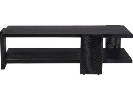 Arteriors Aiden Handcarved Soft Black Waxed Wood Coffee Table