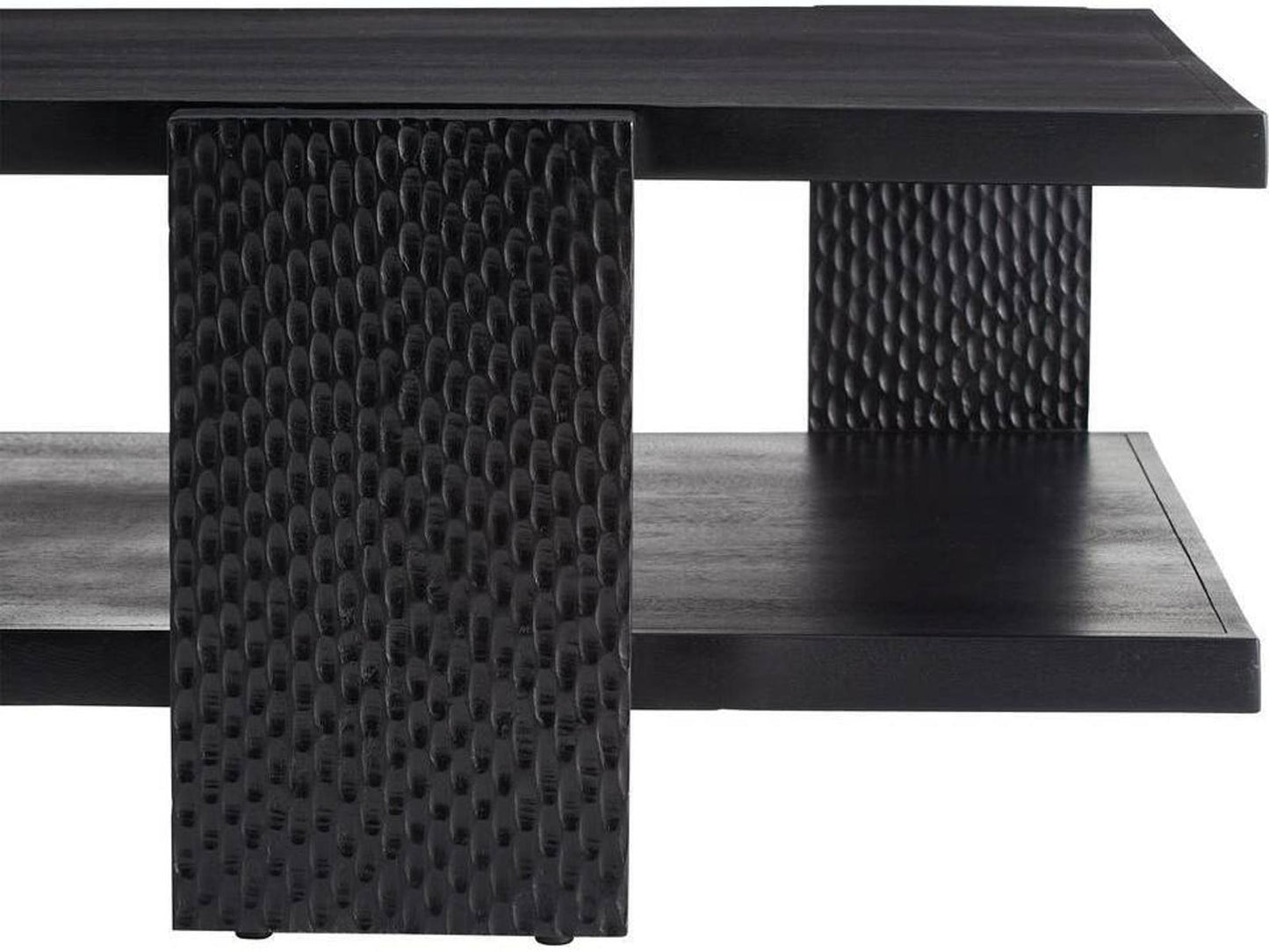 Arteriors Aiden Handcarved Soft Black Waxed Wood Coffee Table