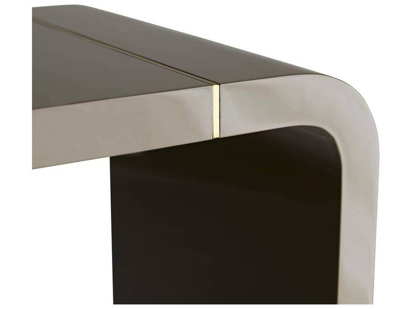 Turnley Gray Lacquer Console Table with Antique Brass Inlays