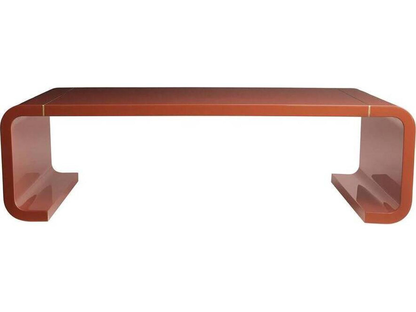 Turnley Rectangle Coffee Table in Paprika Lacquer and Antique Brass