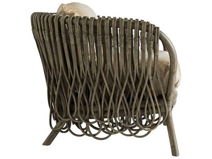 Strata Rattan Accent Chair in Gray Wash with Oyster Leather