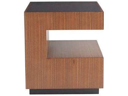 Geron Rectangle End Table in Satin Walnut and Black Lacquer