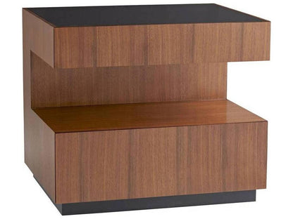 Geron Rectangle End Table in Satin Walnut and Black Lacquer