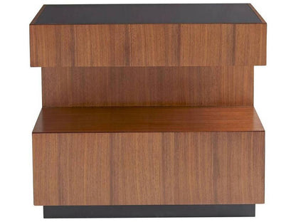 Geron Rectangle End Table in Satin Walnut and Black Lacquer