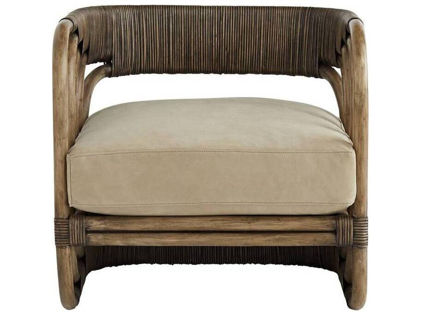 Arteriors Hamza Accent Chair with Palm Gray Rattan and Mink Leather