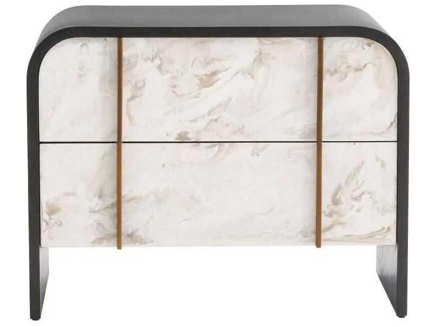 Moira End Table in Ebony Oak and Cloud Resin with Brass Trim