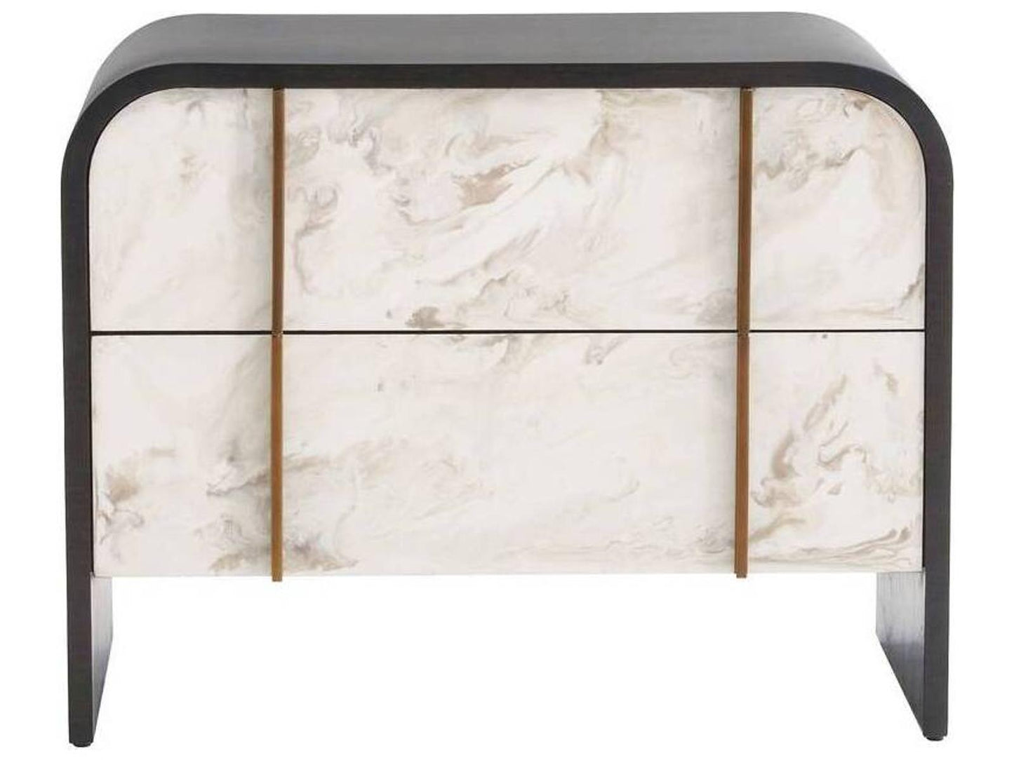 Moira End Table in Ebony Oak and Cloud Resin with Brass Trim