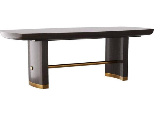 Pembroke Extending Rounded Rectangle Dining Table in Sable Oak Veneer