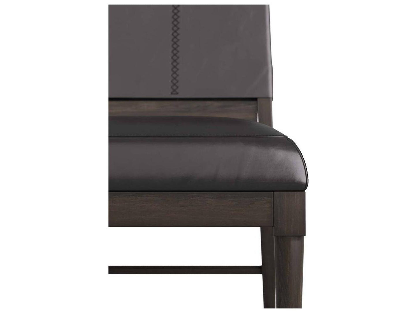 Keegan Upholstered Dining Side Chair in Black Leather and Ebony Wood
