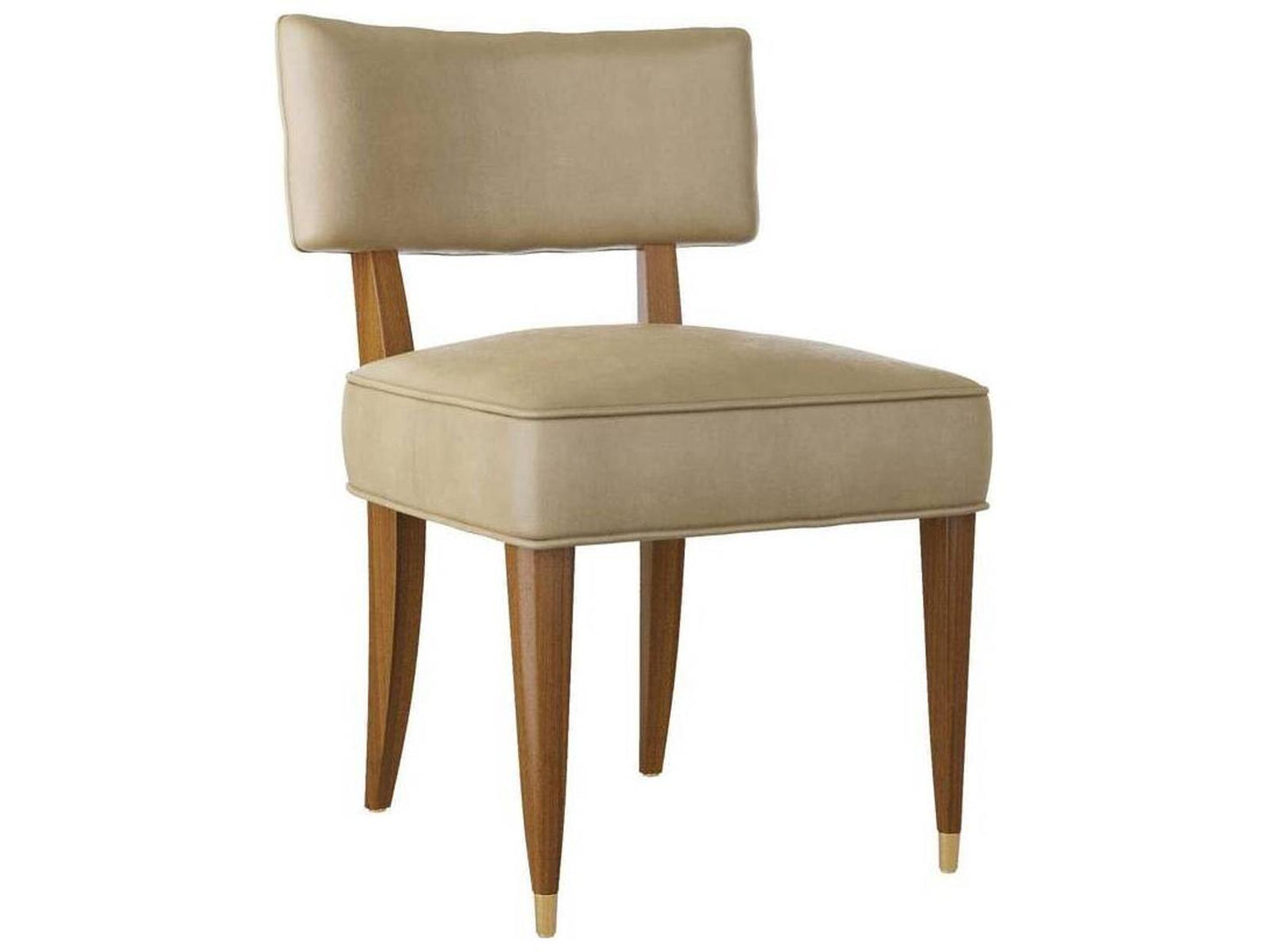 Laurent Upholstered Dining Side Chair in Morel Leather and Dark Walnut