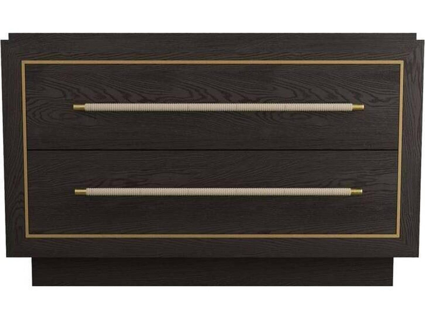Puckett Rectangle Side Table in Ebony Oak and Antique Brass