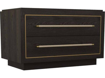 Puckett Rectangle Side Table in Ebony Oak and Antique Brass