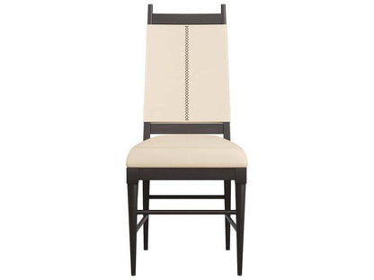 Keegan Upholstered Dining Side Chair Ebony Wood and Ivory Leather