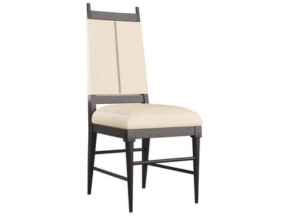 Keegan Upholstered Dining Side Chair Ebony Wood and Ivory Leather