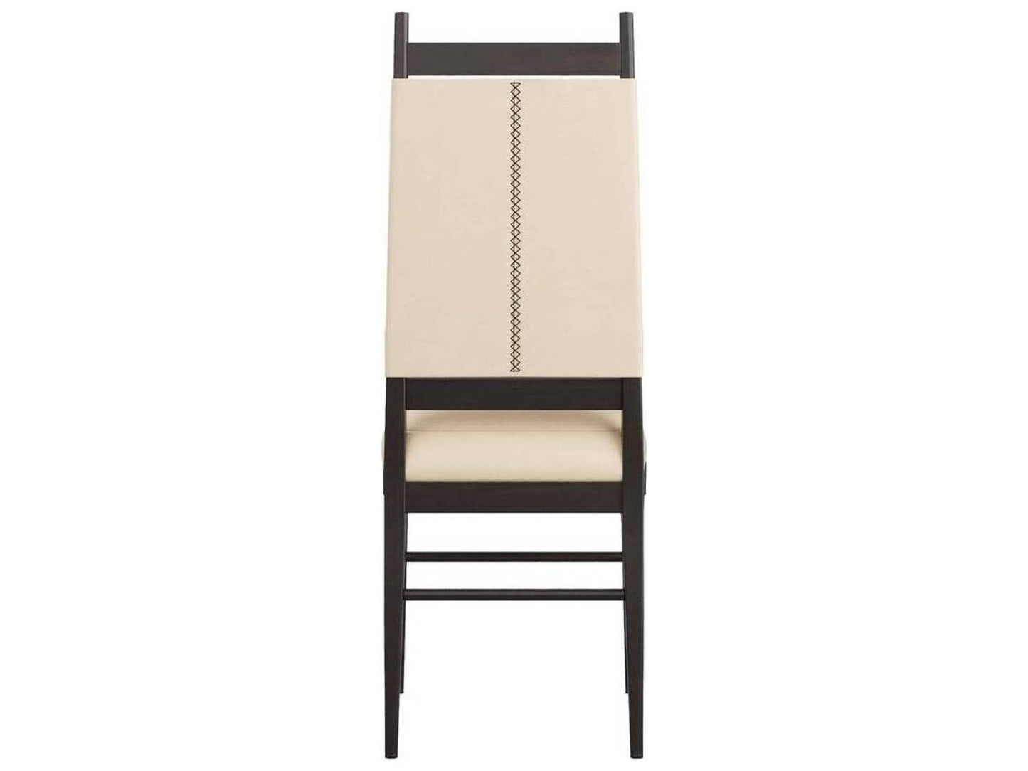 Keegan Upholstered Dining Side Chair Ebony Wood and Ivory Leather