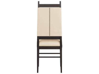Keegan Upholstered Dining Side Chair Ebony Wood and Ivory Leather