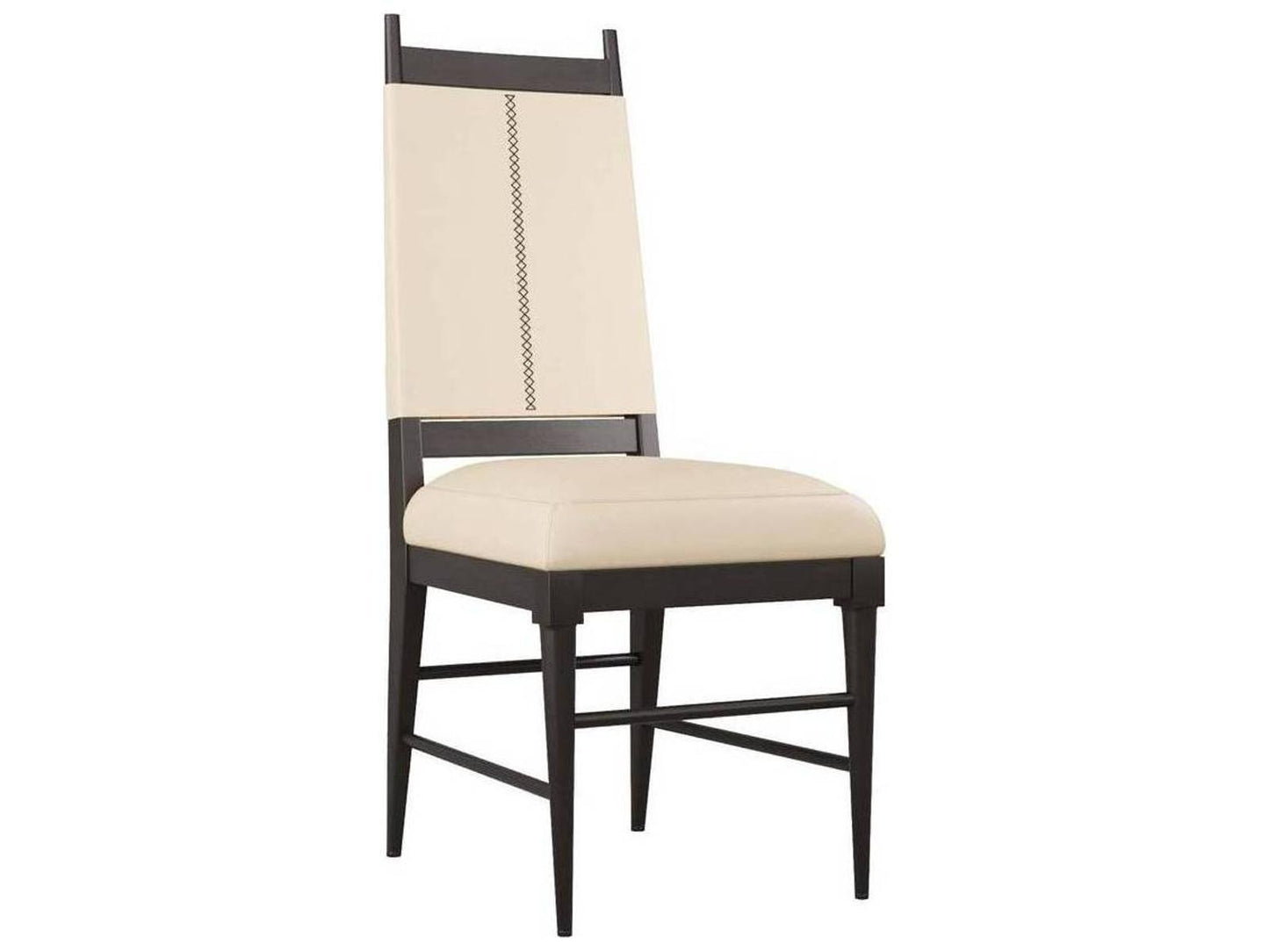 Keegan Upholstered Dining Side Chair Ebony Wood and Ivory Leather