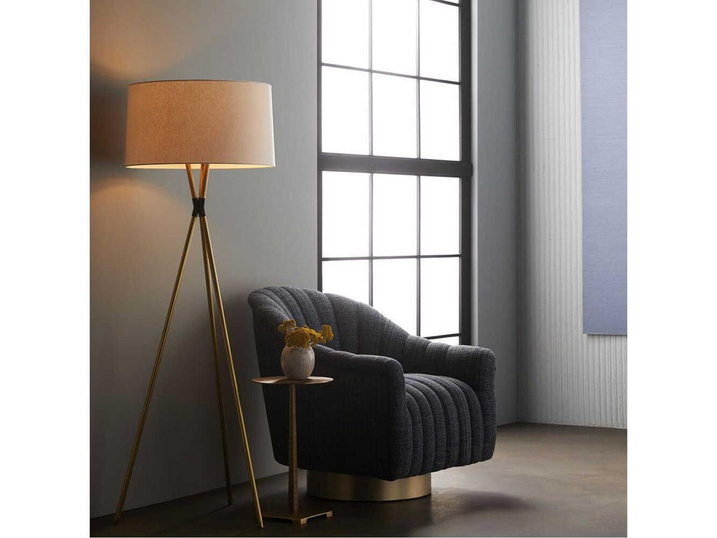 Springsteen Indigo Tweed Swivel Accent Chair