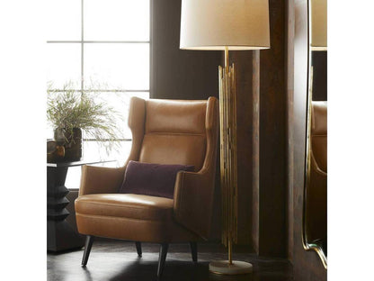 Budelli Leather Accent Chair in Cognac Brown with Tapered Wood Legs