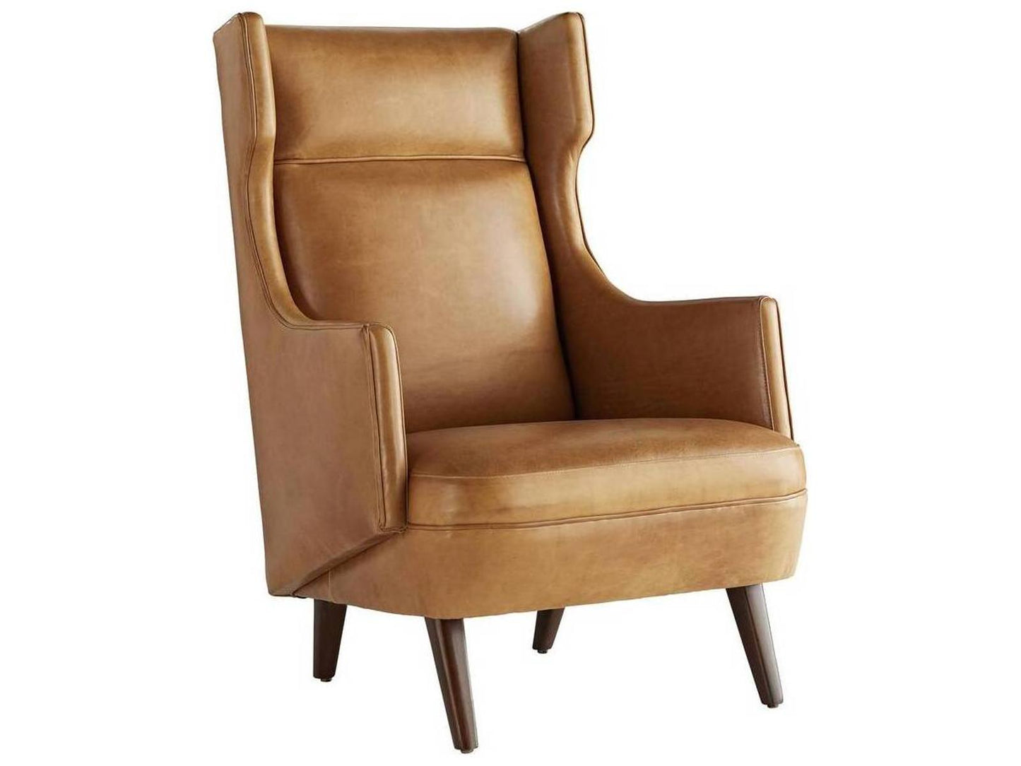 Budelli Leather Accent Chair in Cognac Brown with Tapered Wood Legs