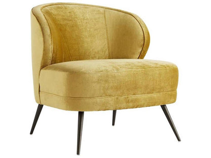 Kitts Marigold Velvet Accent Chair with Bronze Metal Legs