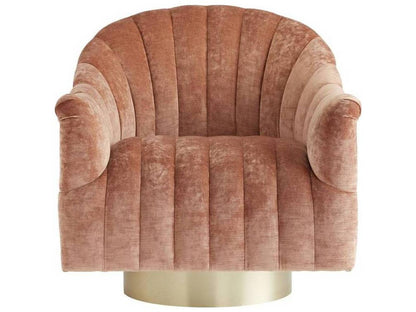 Arteriors Springsteen Swivel Accent Chair in Dusty Rose Velvet with Champagne Base
