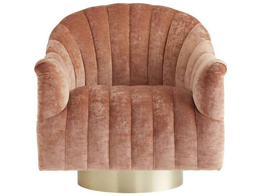 Arteriors Springsteen Swivel Accent Chair in Dusty Rose Velvet with Champagne Base