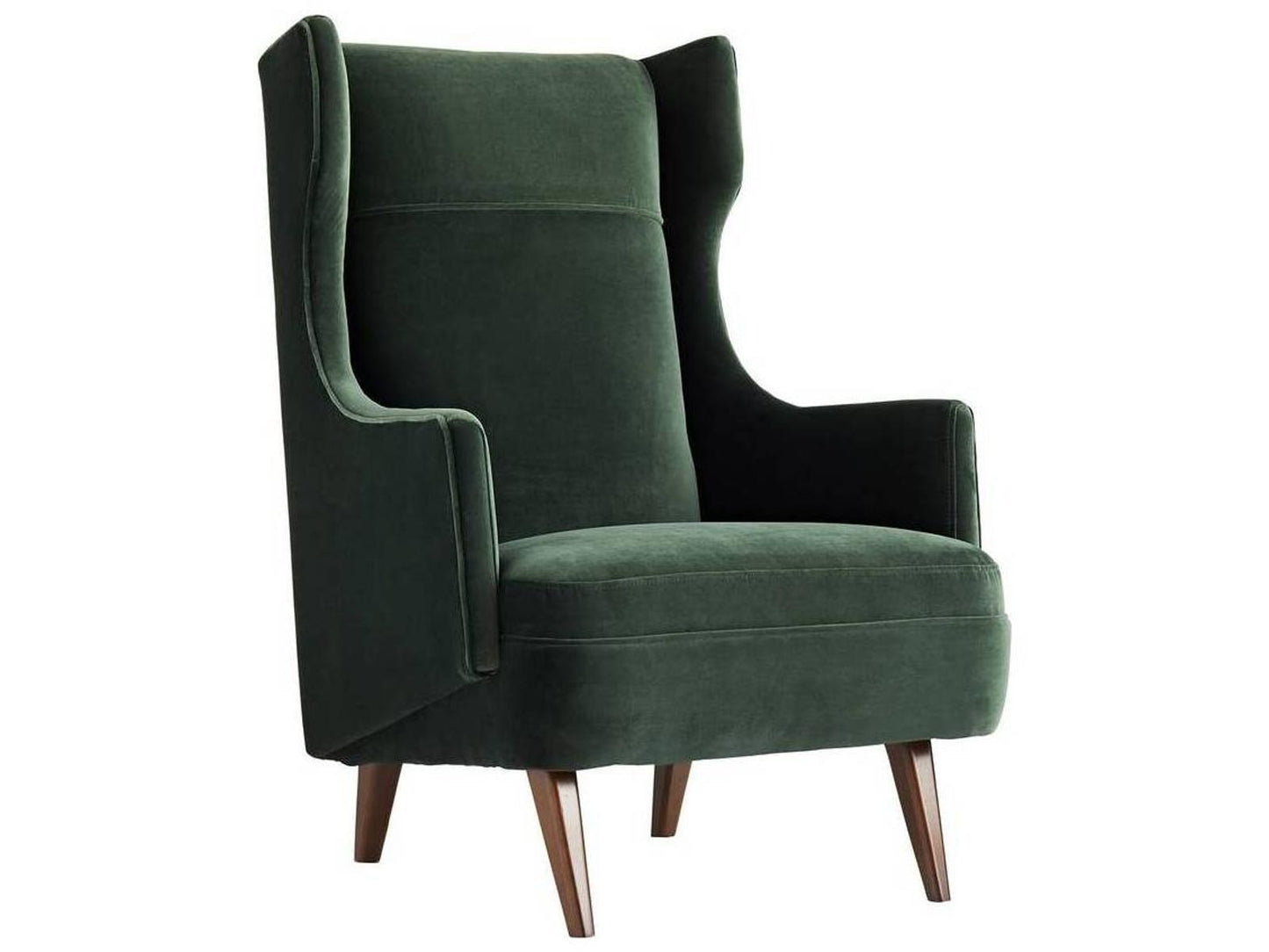 Budelli Upholstered Dining Armchair in Forest Velvet and Dark Walnut