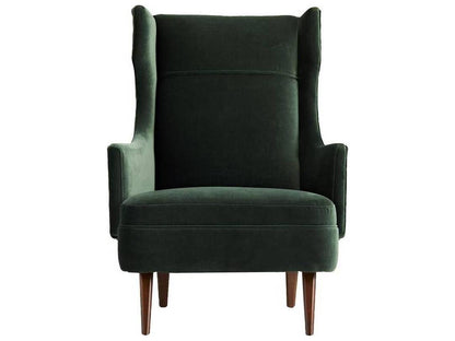 Budelli Upholstered Dining Armchair in Forest Velvet and Dark Walnut