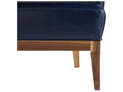 Laurette Upholstered Accent Chair in Indigo Leather and Dark Walnut