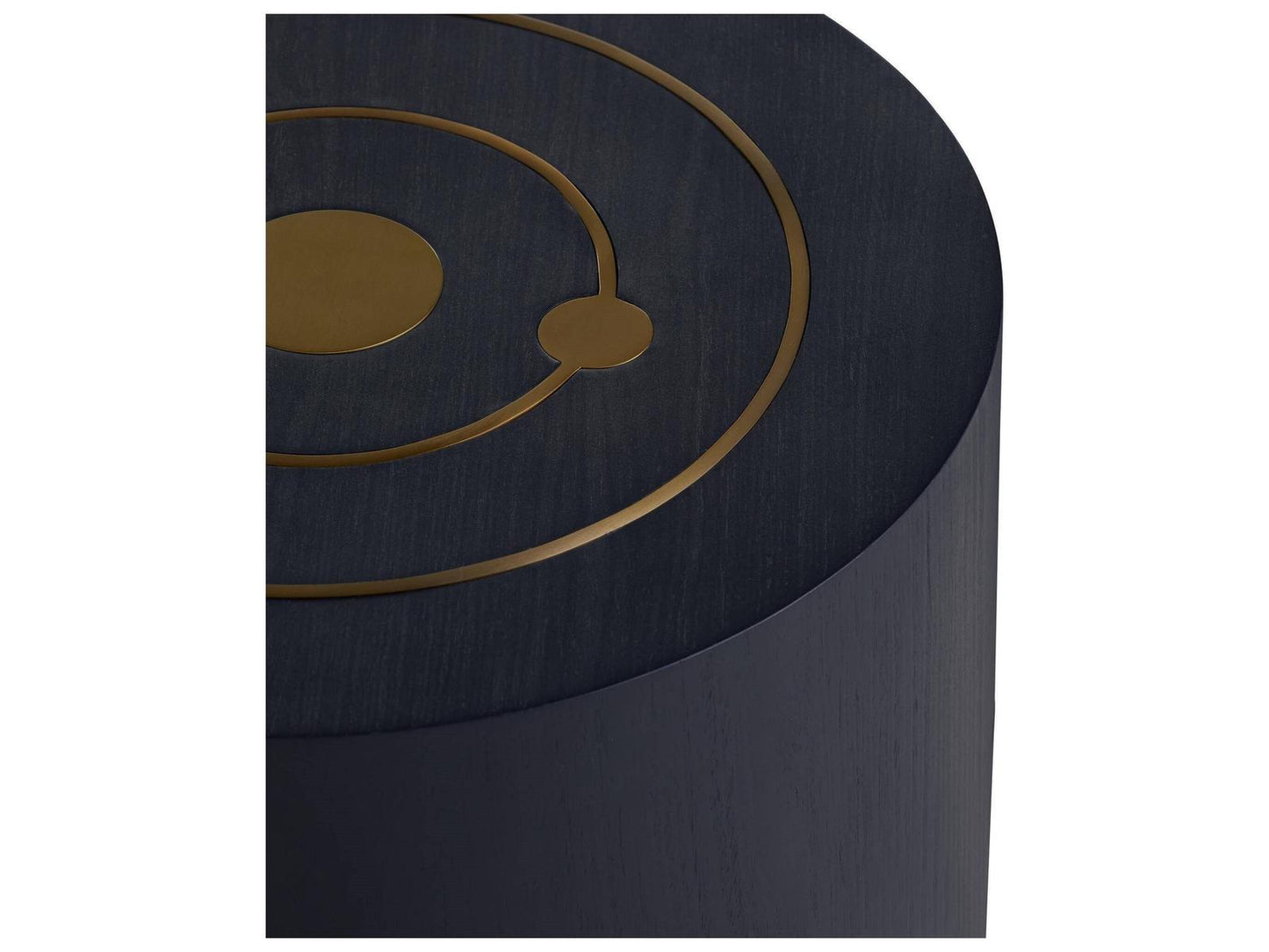 Round Wood Blue Gold End Table