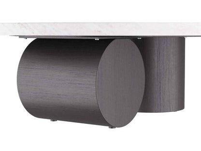 Torrington Round Coffee Table in Toronto Leathered Marble and Ebony Oak