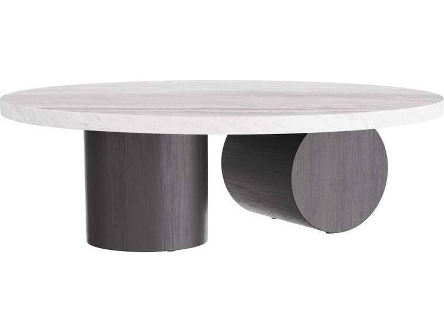 Torrington Round Coffee Table in Toronto Leathered Marble and Ebony Oak
