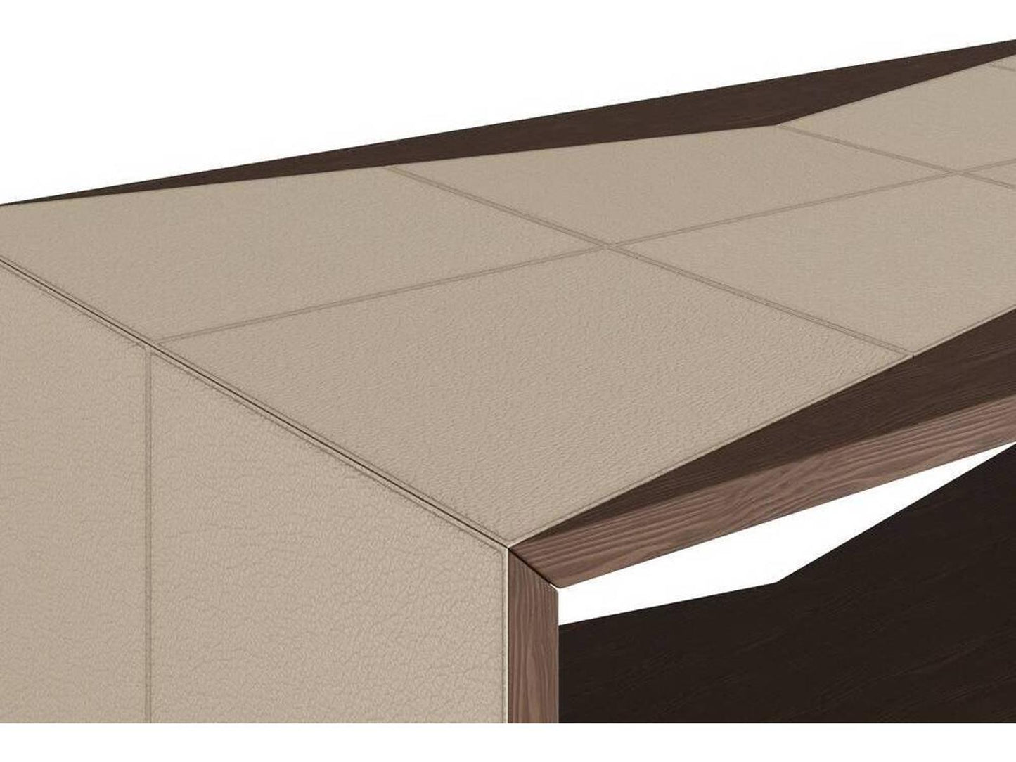 Yuki Rectangle Cocktail Table in Sable Finished Oak and Leather
