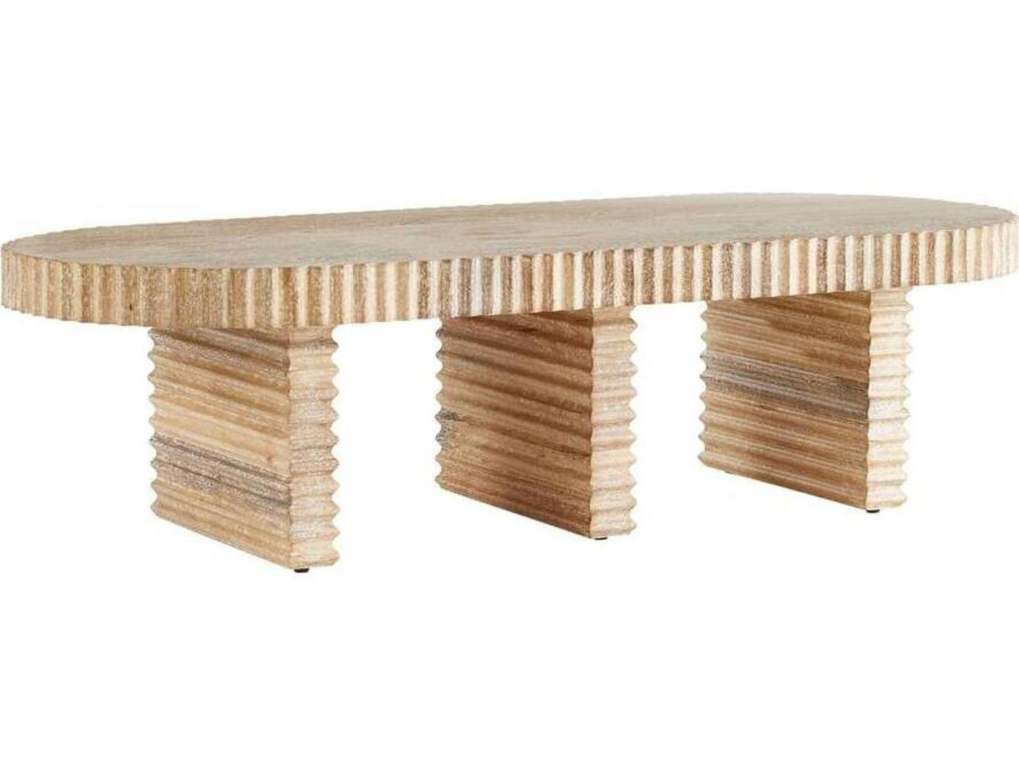 Hilbeck Oval Wood Limed Wash Coffee Table