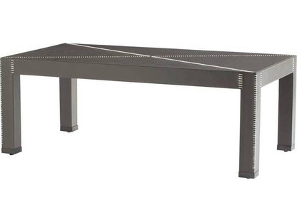 Rectangular Leather Dim Gray Blackened Bronze Hidalgo Coffee Table
