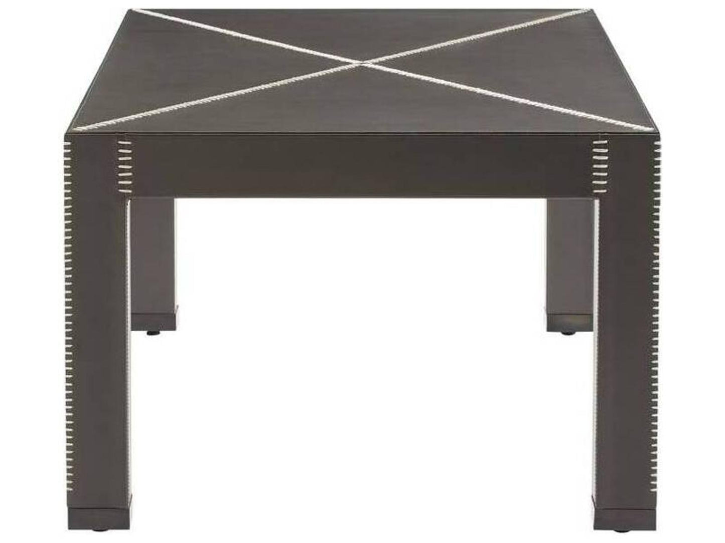 Rectangular Leather Dim Gray Blackened Bronze Hidalgo Coffee Table