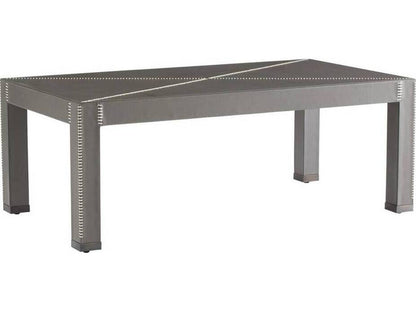 Rectangular Leather Dim Gray Blackened Bronze Hidalgo Coffee Table