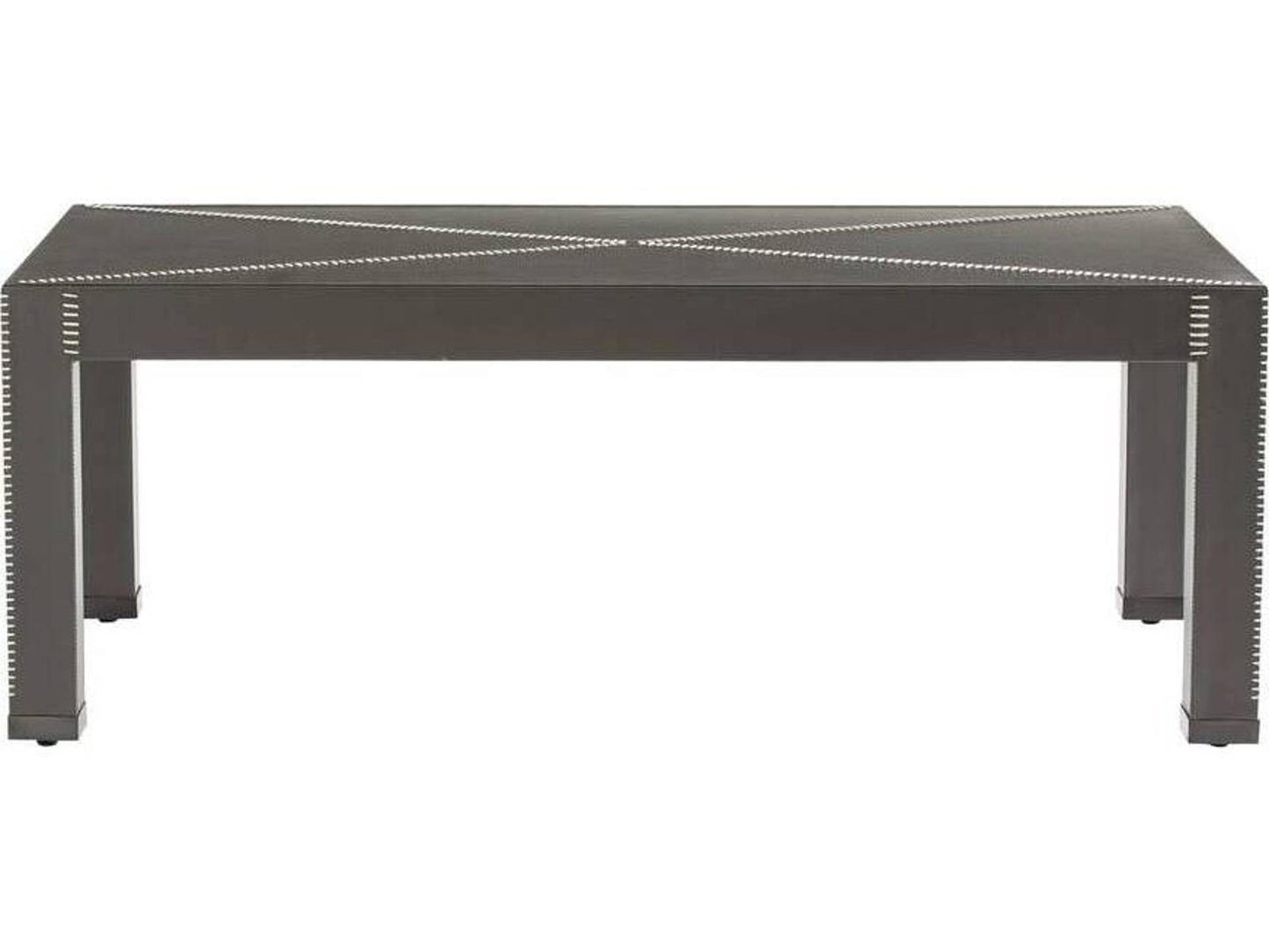 Rectangular Leather Dim Gray Blackened Bronze Hidalgo Coffee Table