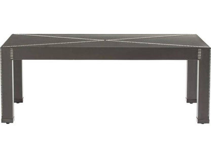 Rectangular Leather Dim Gray Blackened Bronze Hidalgo Coffee Table