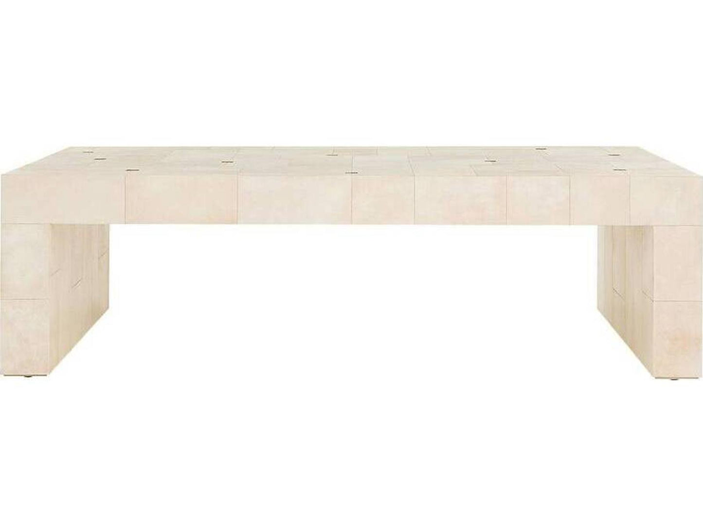Madelyn Rectangular Coffee Table in Ivory Vellum and Antique Brass