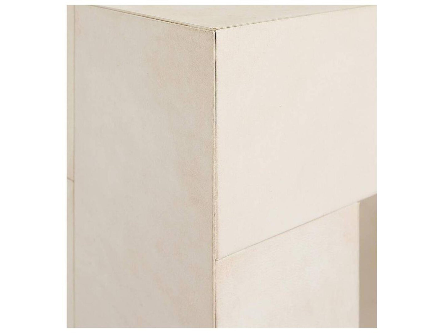 Madelyn Rectangular Coffee Table in Ivory Vellum and Antique Brass