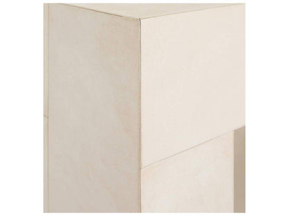 Madelyn Rectangular Coffee Table in Ivory Vellum and Antique Brass
